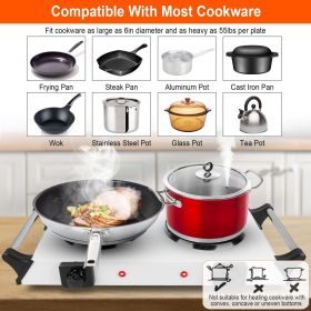 Portable Dual Burner Electric Stove - 2000W Power, 5 Temperature Levels, 5.5in Coils, Fast Even Cooking, Fits Flat Cookware, Ideal for Apartments (Color: White)